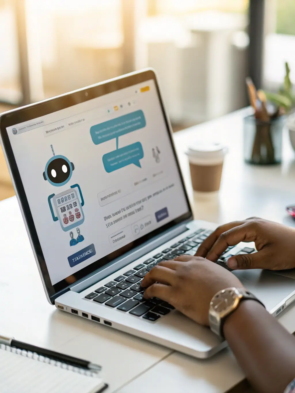 An image of a chatbot interface on a smartphone screen engaging with a customer, illustrating NRMediaLLC.com's Customer Engagement Tools.