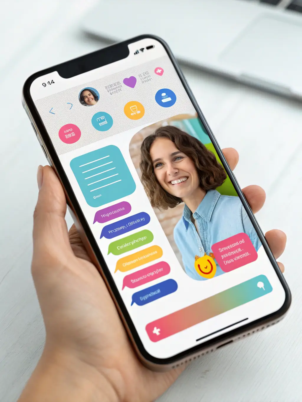 An image of a chatbot interface on a smartphone screen engaging with a customer, illustrating the Customer Engagement Tools feature.