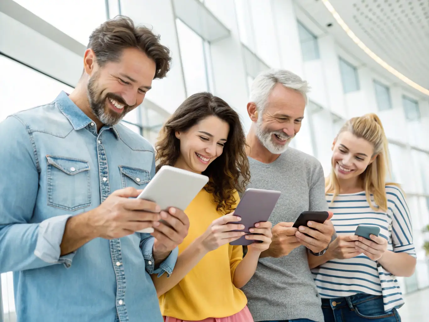 An image illustrating customer engagement, showing diverse individuals interacting positively with a company's services, symbolizing enhanced customer relationships.