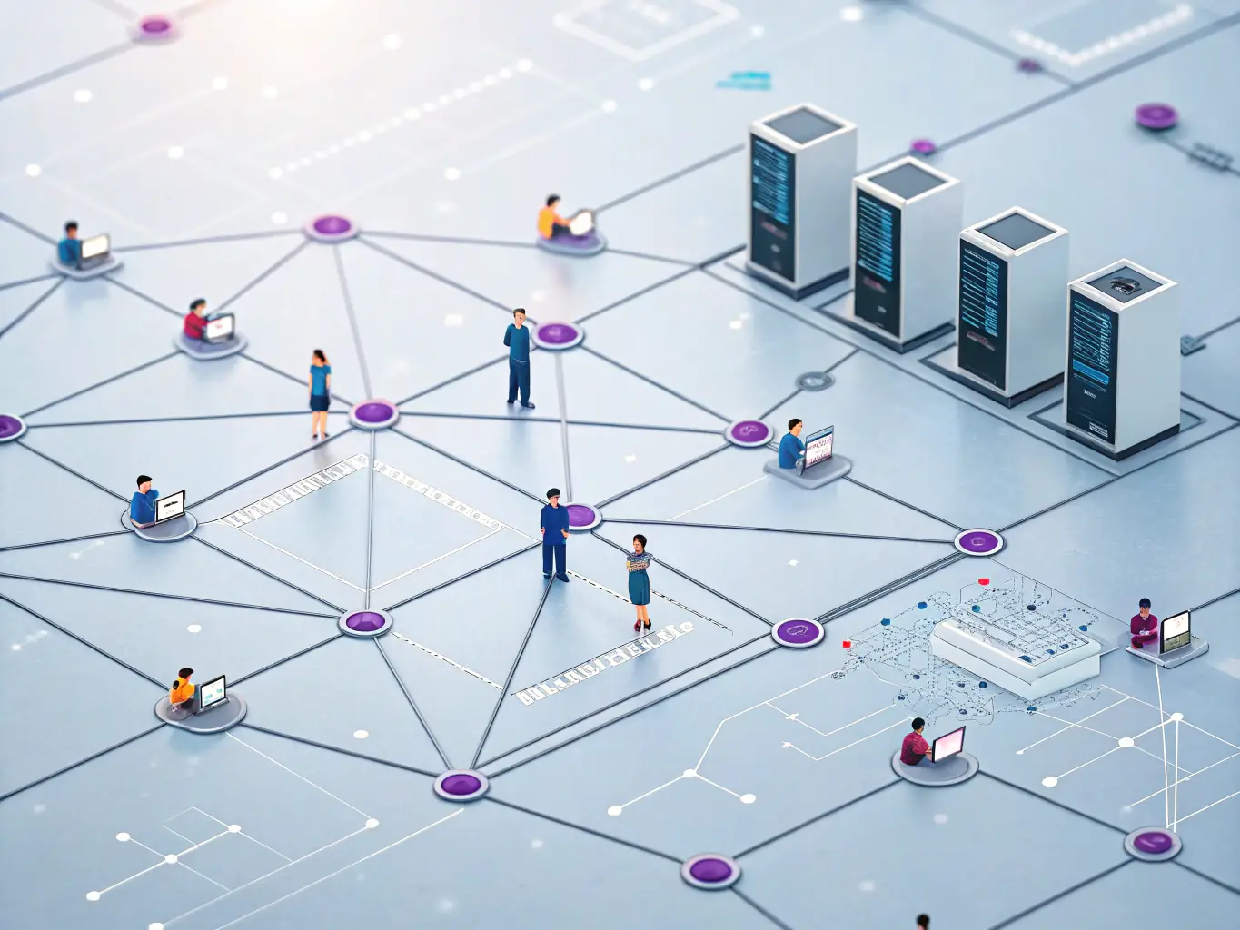 A visually appealing image representing AI Workflow Automation, showing a streamlined process with interconnected nodes and data flow, symbolizing efficiency and automation.